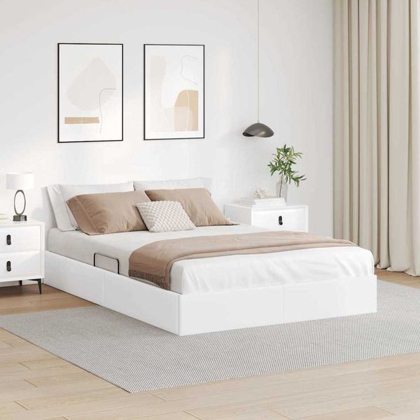 vidaXL Úložná posteľ s úložiskom Čistá biela 137 x 190 cm Umelá koža