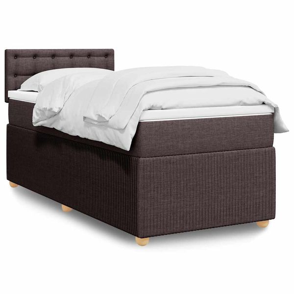 vidaXL Posteľný rám boxsping s matracom hnedý 90x200 cm látka