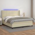 vidaXL Boxspring posteľ s matracom a LED krémová 180x200 cm umelá koža