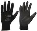 Pracovné rukavice z polyesteru čiastočne máčané v polyuretáne GLOVE PE-PU 10, čierne, veľkosť 10 SIXTOL