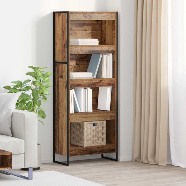 vidaXL Knižnica Staré drevo 60 x 30 x 155 cm Kompozitné drevo