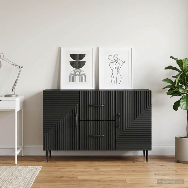 vidaXL Servírovacia skriňa Čierna 89 x 34,5 x 60 cm Kompozitné drevo