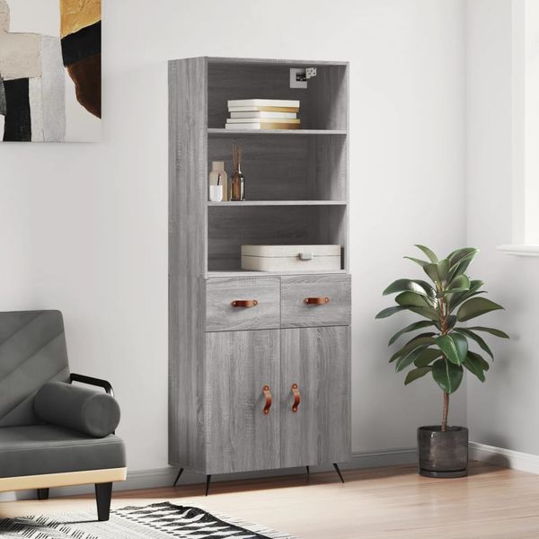 vidaXL Vysoká skrinka sivý dub sonoma 69,5x34x180 cm spracované drevo