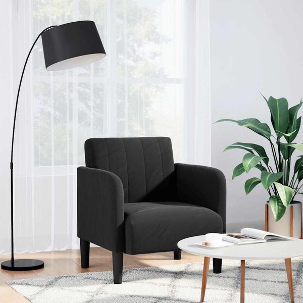 vidaXL Rozkladacia pohovka s podrúčkami, čierna 54 cm, zamat