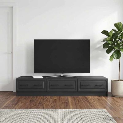 vidaXL TV skrinka 147 x 34,5 x 27 cm Čierna Kompozitné drevo