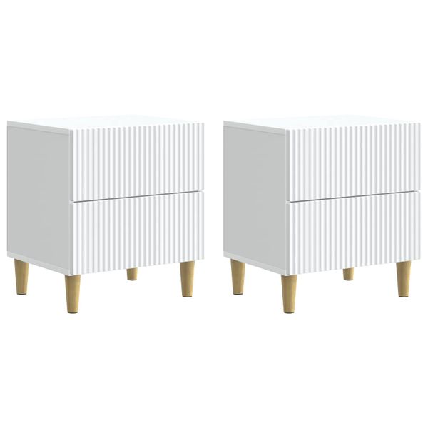 vidaXL Nočný stolík 2 pcs Biela 43 x 34,5 x 48 cm Kompozitné drevo