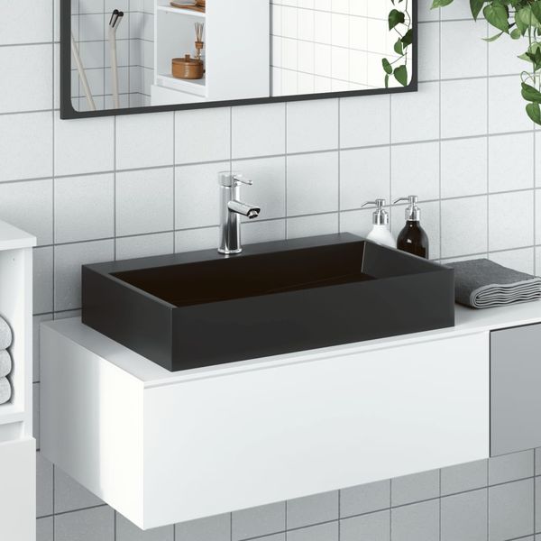 vidaXL Umývadlo minerálny/mramorový odliatok 60x38x11cm matné čierne