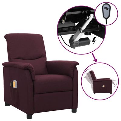 vidaXL Elektrické masážne kreslo fialové látka