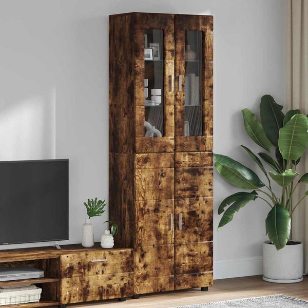 vidaXL Highboard FLORIN Dymová dub 60 x 35 x 182 cm Kompozitné drevo