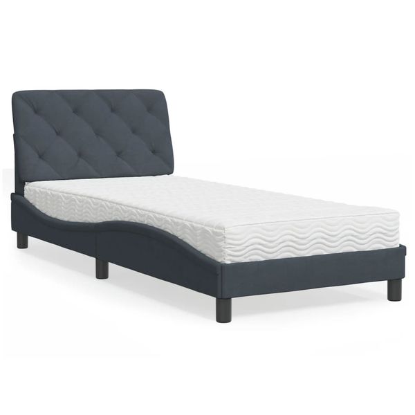 vidaXL Posteľ s matracom tmavosivý 80x200 cm zamat