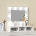 vidaXL Zrkadlová skrinka s LED lesklá biela 60x31,5x62 cm