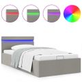 vidaXL Hydraulický posteľný rám+úložný priestor, LED, látka 100x200 cm