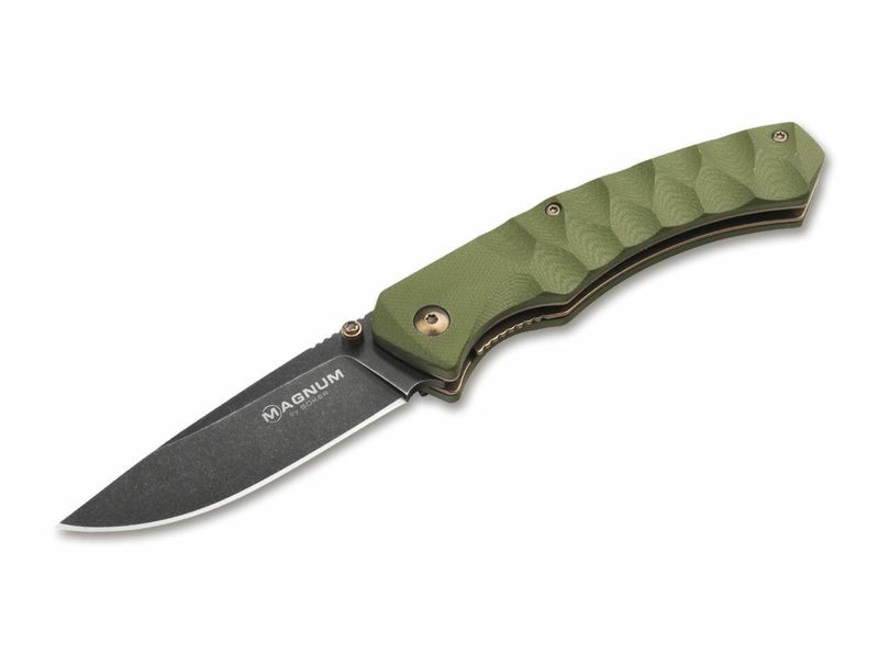 Magnum 01SC072 IGUANODON vreckový nôž 8 cm, Stonewash, zelená, G10