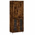 vidaXL Vysoká skrinka dymový dub 69,5x34x180 cm spracované drevo