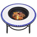 vidaXL Mozaikové ohnisko, modro biele 68 cm, keramika
