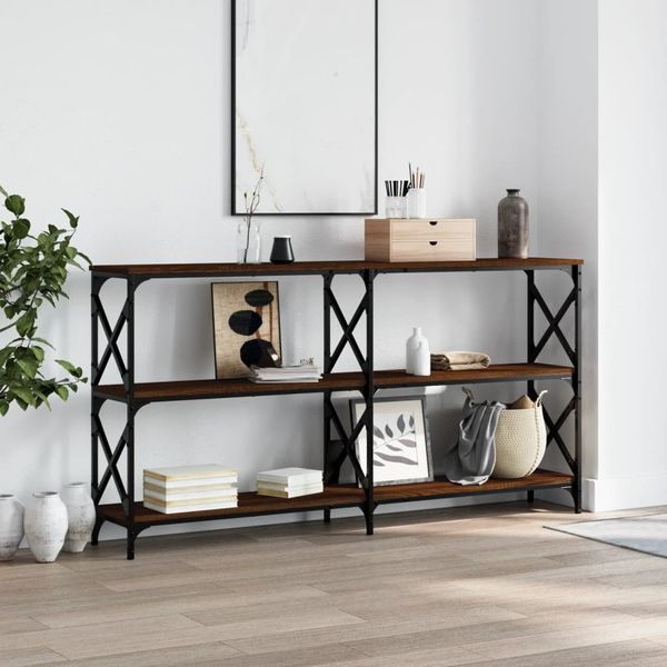 vidaXL Konzolový stolík hnedý dub 156x28x80,5 cm kompozitné drevo