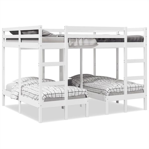 vidaXL Trojitá poschodová posteľ, biela 160x200/80x160 cm, borovica