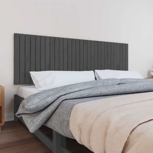 vidaXL Nástenné čelo postele sivé 185x3x60 cm masívna borovica