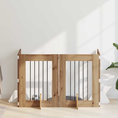 vidaXL Brána pre psov so stojanmi 4 pcs Dub artisan 60 x 80 cm