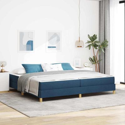 vidaXL Posteľ s pružinovým rámom s matracmi Modrá 200 x 200 cm látka