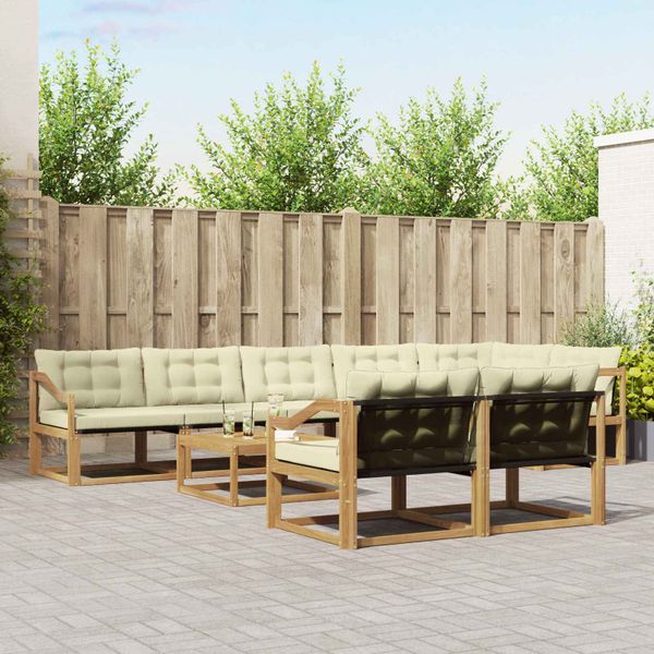 vidaXL Záhradná súprava gaučov 9 pcs Biela a krémová 79 x 79 x 37 cm