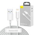 Baseus Simple Wisdom Súprava dátového kábla USB na Lightning 2,4A (2 ks/sada）1,5 m biela