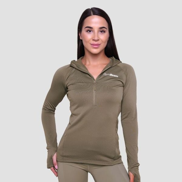 Dámska bežecká mikina 1/2 Zip Pulse Vetiver - GymBeam, veľkosť L, veľkosť oblečenia L