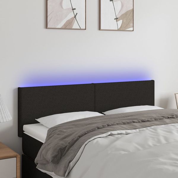 vidaXL Čelo postele s LED čierne 144x5x78/88 cm látka