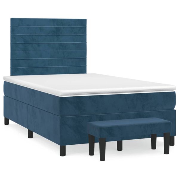 vidaXL Boxspring posteľ s matracom, tmavomodrá 120x190 cm, zamat