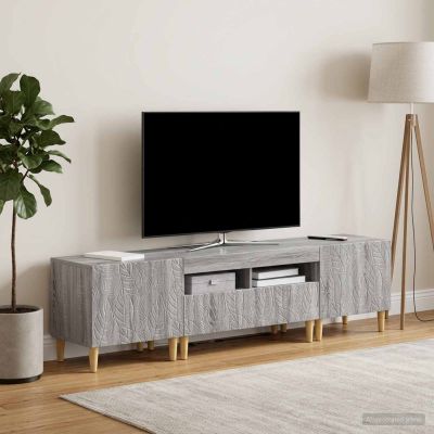 vidaXL 3-dielny LED TV stolík DELFT Sivý Sonoma Kompozitné drevo