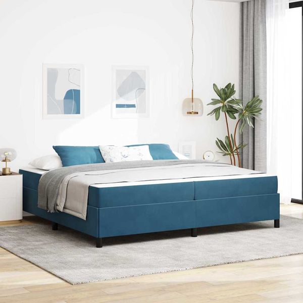 vidaXL Rám postele s matracmi Tmavomodrá 200 x 200 cm látka