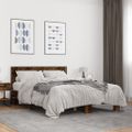 vidaXL Posteľný rám dymový dub 135x190 cm kompozitné drevo a kov