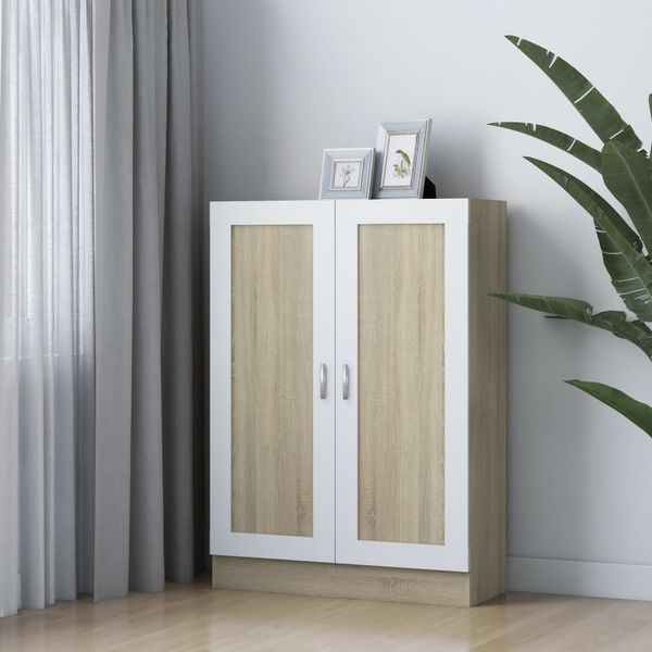 vidaXL Knižnica, biela a dub sonoma 82,5x30,5x115 cm, kompozitné drevo
