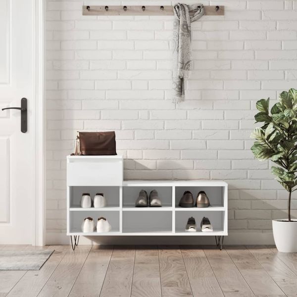 vidaXL Botník biely 102x36x60 cm spracované drevo