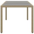 vidaXL Záhradný stôl 150x90x75 cm tvrdené sklo a polyratan béžový