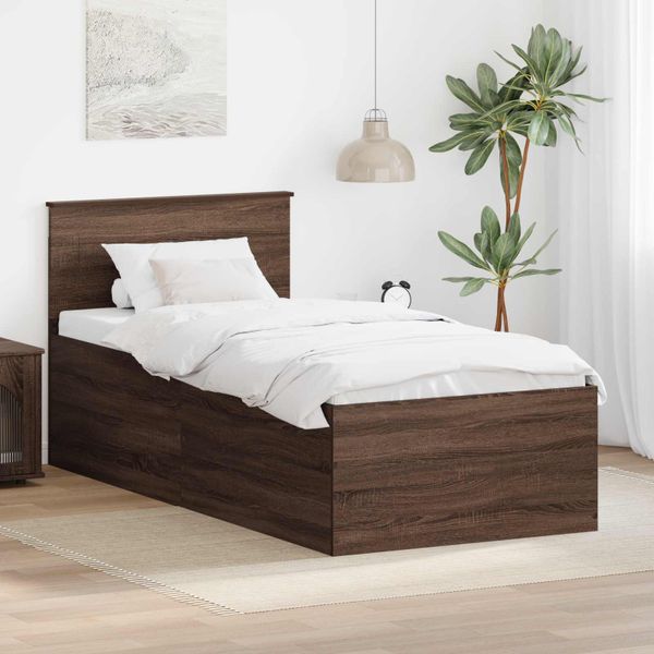 vidaXL Rám postele Hnedý dub 75 x 190 cm Kompozitné drevo