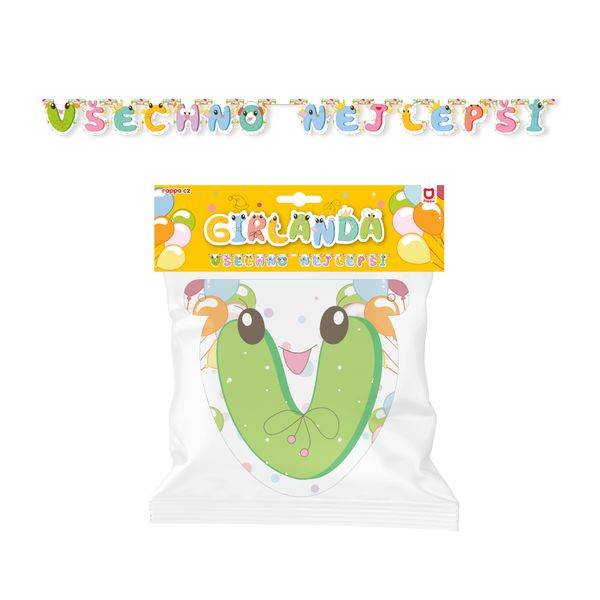 Papierová girlanda Všechno nejlepší - zelená