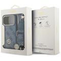Puzdro Guess 4G Strass Logo & Big Strap Metal Buttons MagSafe pre iPhone 17 Pro modré