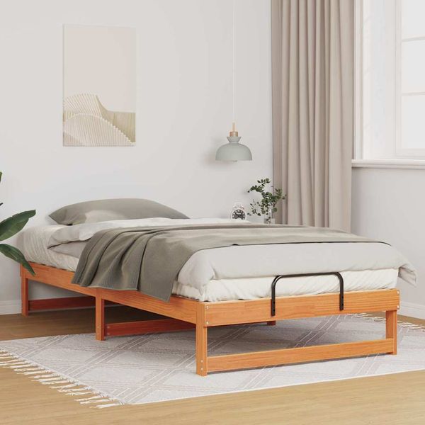 vidaXL Rám postele Hnedá 100 x 210 cm Masívne borovicové drevo