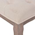 vidaXL Drevená lavica s plátnovým čalúnením, 110x38x48 cm, krémovo- biela