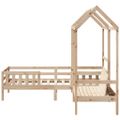 vidaXL Sada postele a lavice so strieškou 75x190 cm borovica