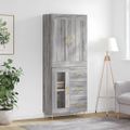 vidaXL Vysoká skrinka sivý dub sonoma 69,5x34x180 cm spracované drevo