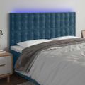 vidaXL Čelo postele s LED tmavomodré 160x5x118/128 cm zamat