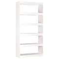 vidaXL Knižnica/deliaca stena biela 80x30x167,4 cm masívna borovica