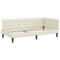 vidaXL Rohový rám postele s čelnou doskou Krémová 90 cm x 190 cm Zamat