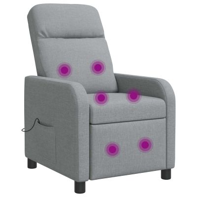 vidaXL Masážne relaxačné kreslo Svetlosivá Látka