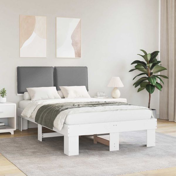 vidaXL Rám postele s čalúneným čelom Svetlosivá 120 x 200 cm