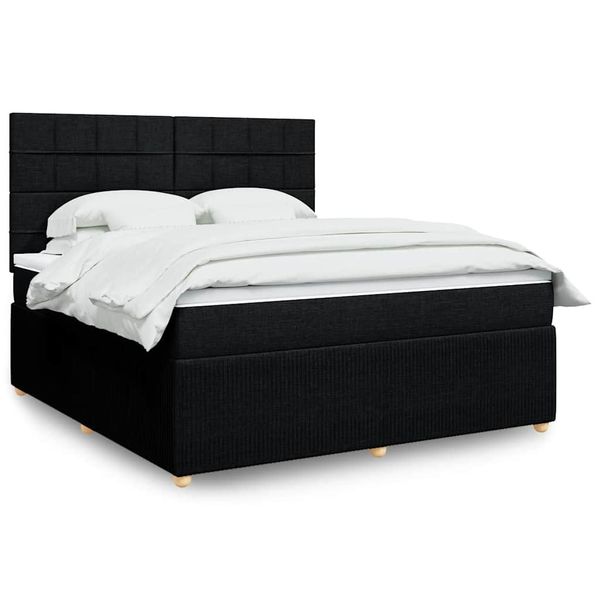 vidaXL Posteľný rám boxspring s matracom čierny 180x200 cm látka
