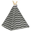 vidaXL Psí teepee s vankúšom Biela a šedá 40 x 40 x 50 cm Polyester