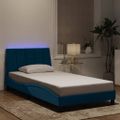 vidaXL Rám postele s LED bez matraca Hankomodrý 100x200 cm zamat